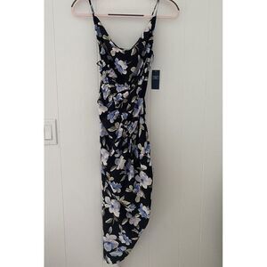 Abercrombie & Fitch Black Floral Asymmetrical Dress